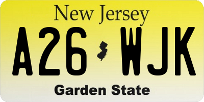 NJ license plate A26WJK