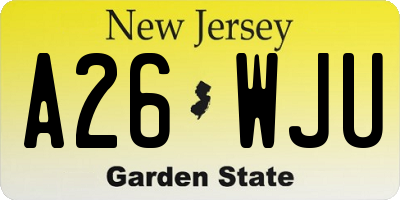 NJ license plate A26WJU