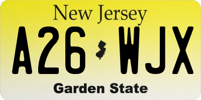 NJ license plate A26WJX