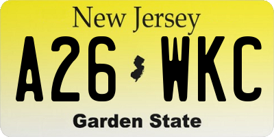 NJ license plate A26WKC