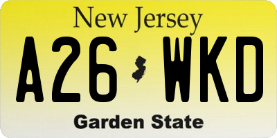 NJ license plate A26WKD