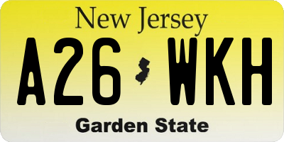 NJ license plate A26WKH