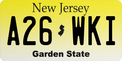 NJ license plate A26WKI