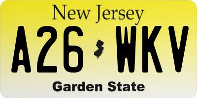 NJ license plate A26WKV