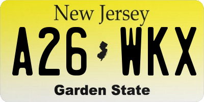 NJ license plate A26WKX