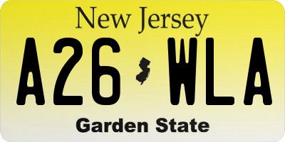 NJ license plate A26WLA