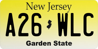NJ license plate A26WLC