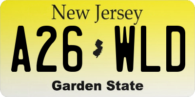 NJ license plate A26WLD