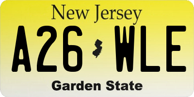 NJ license plate A26WLE