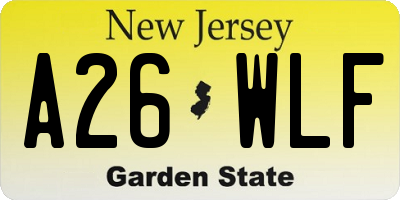 NJ license plate A26WLF