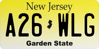 NJ license plate A26WLG