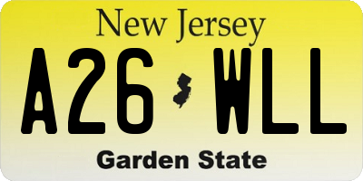 NJ license plate A26WLL