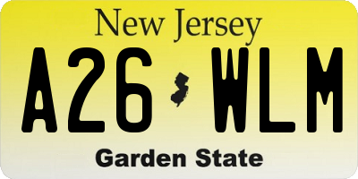 NJ license plate A26WLM