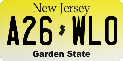 NJ license plate A26WLO
