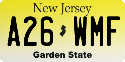 NJ license plate A26WMF