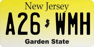 NJ license plate A26WMH