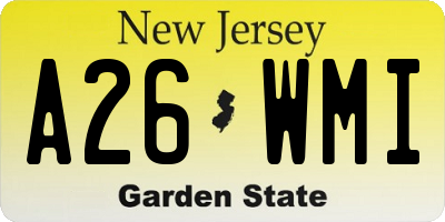 NJ license plate A26WMI
