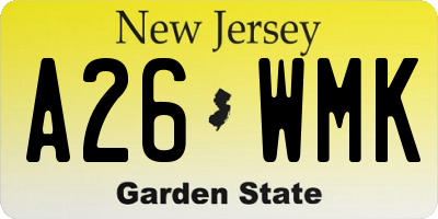 NJ license plate A26WMK