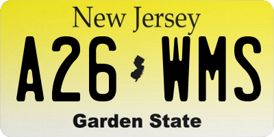 NJ license plate A26WMS