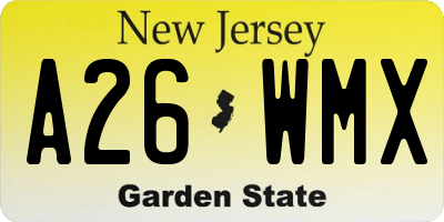 NJ license plate A26WMX