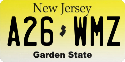 NJ license plate A26WMZ