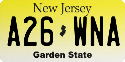 NJ license plate A26WNA