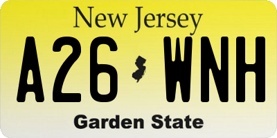 NJ license plate A26WNH