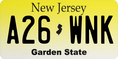 NJ license plate A26WNK