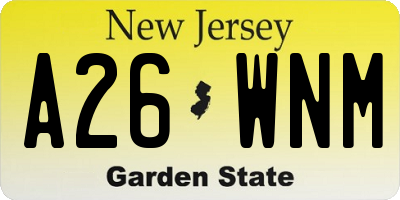 NJ license plate A26WNM