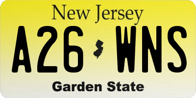 NJ license plate A26WNS