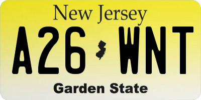 NJ license plate A26WNT