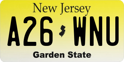 NJ license plate A26WNU