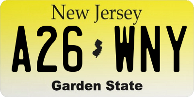 NJ license plate A26WNY