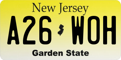 NJ license plate A26WOH
