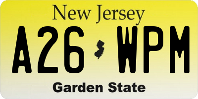 NJ license plate A26WPM