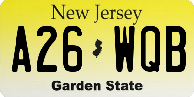 NJ license plate A26WQB