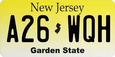 NJ license plate A26WQH