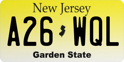 NJ license plate A26WQL