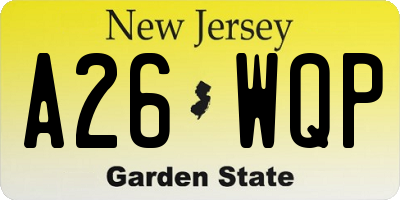NJ license plate A26WQP