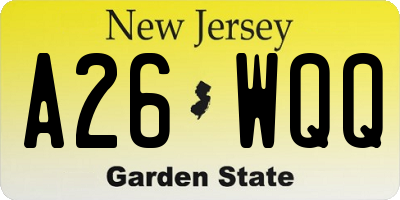NJ license plate A26WQQ