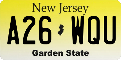 NJ license plate A26WQU