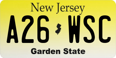 NJ license plate A26WSC