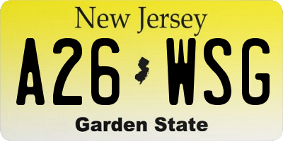 NJ license plate A26WSG