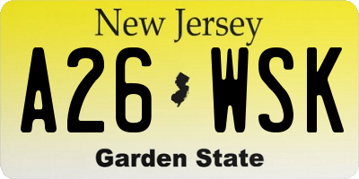 NJ license plate A26WSK