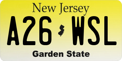 NJ license plate A26WSL