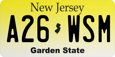 NJ license plate A26WSM