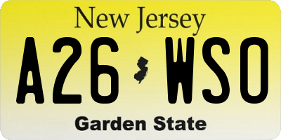 NJ license plate A26WSO