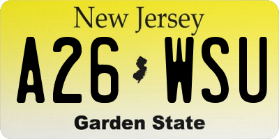 NJ license plate A26WSU