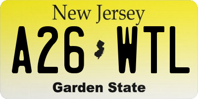 NJ license plate A26WTL