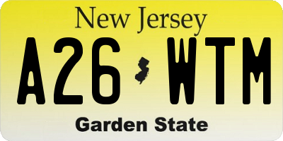 NJ license plate A26WTM